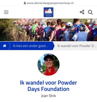 Joan liep de Nijmeegse Vierdaagse voor Powder Days